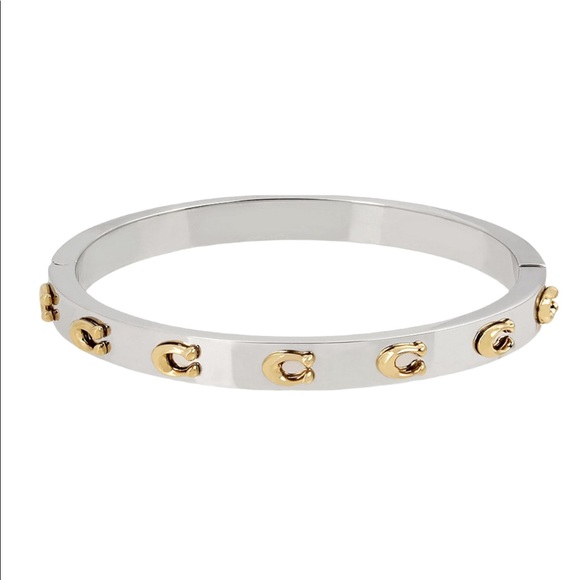 NWT COACH
Signature C Hinged Two Tone Bangle Bracelet